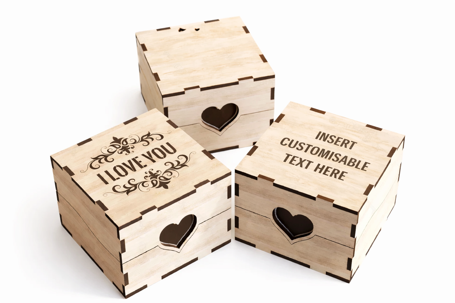 Heart Pattern Wooden Box – Laser Cut Valentine’s Gift & Keepsake Box  Romantic Wooden Keepsake Box with Heart Cut Lid