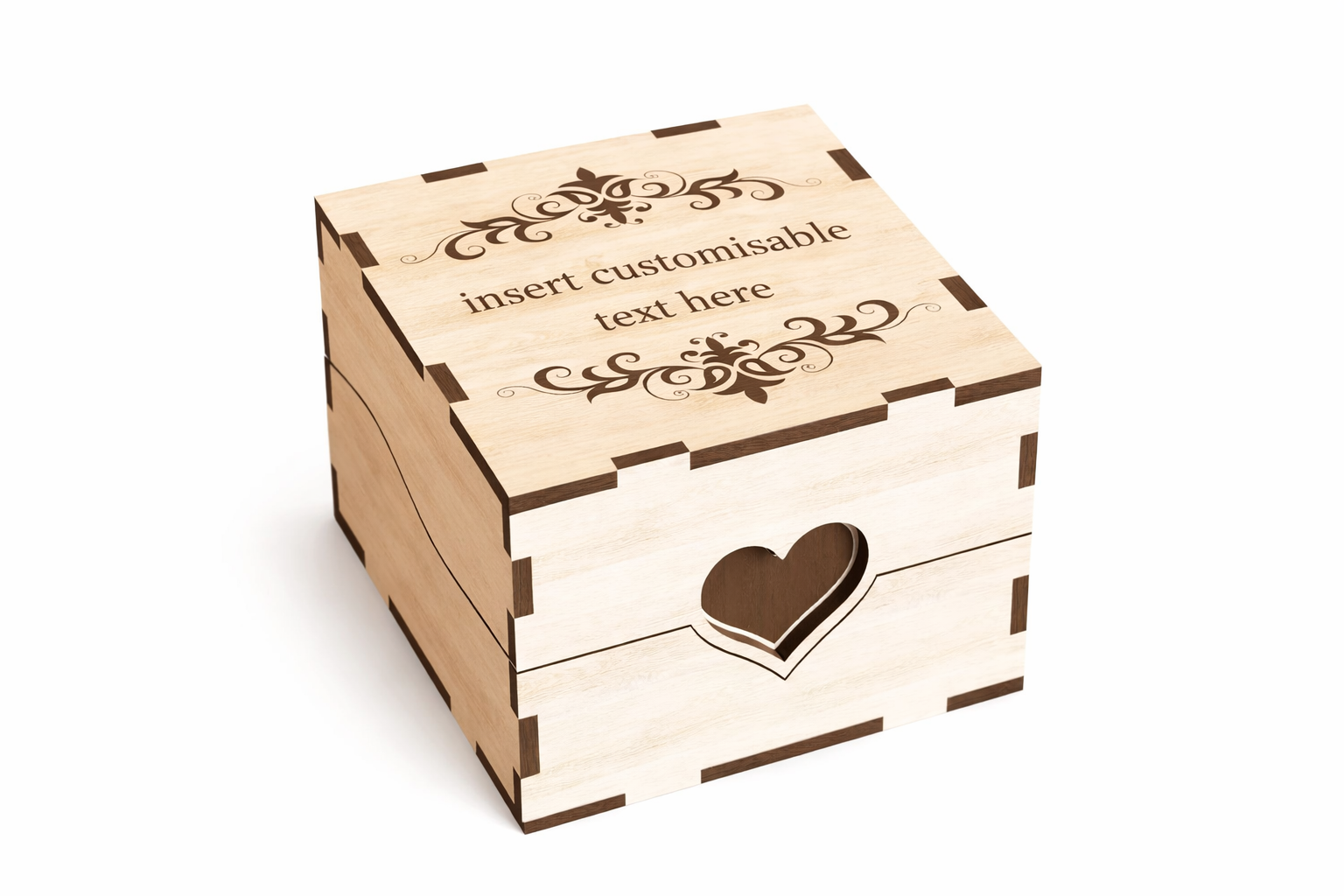 Heart Pattern Wooden Box – Laser Cut Valentine’s Gift & Keepsake Box  Romantic Wooden Keepsake Box with Heart Cut Lid